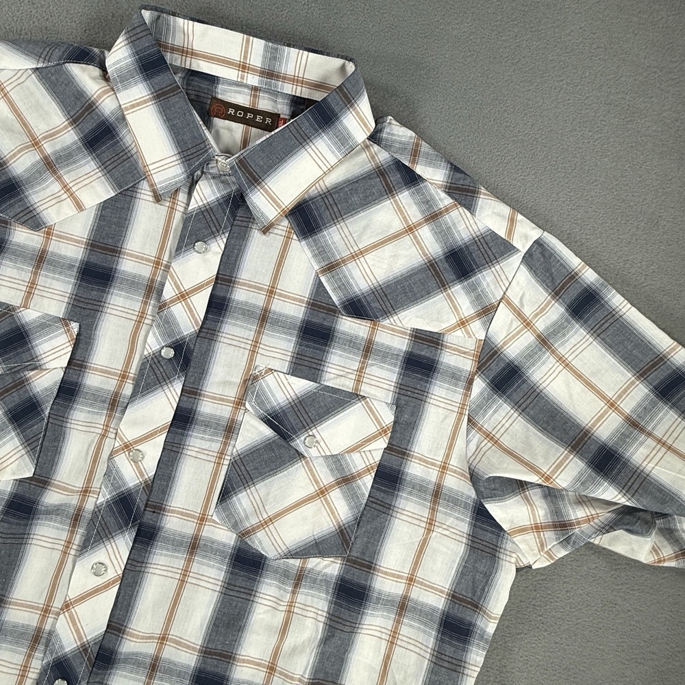 Roper Shirt Pearl Snap Mens 2XL Multicolor Plaid Short Sleeve Western